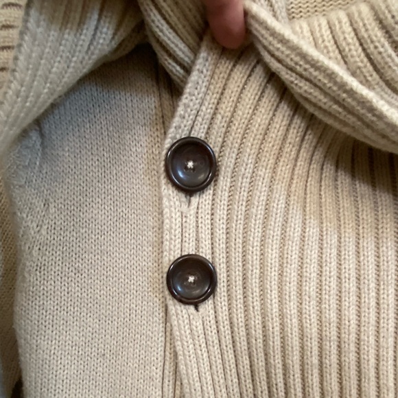 Nice Tan Brown Women’s Cardigan High Neck Beach Sweater Surf Size S Oversized - Picture 2 of 8